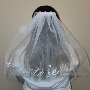 White Bridal Veil with Vinyl Text